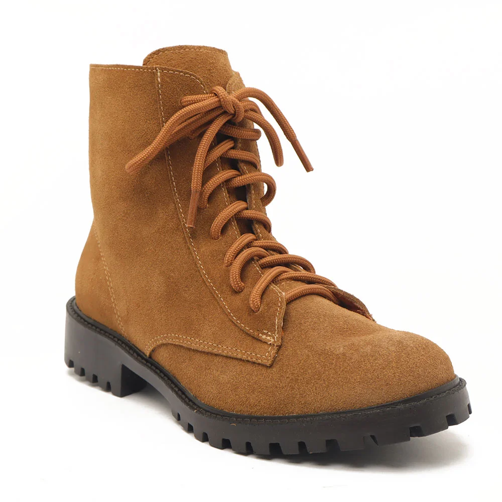 Coturno Feminino Sapato Da Corte Salto Baixo Tratorado Couro-Produto 02 Caramelo 2