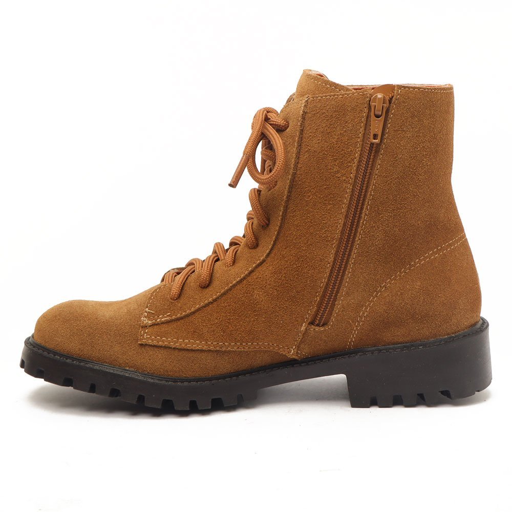 Coturno Feminino Sapato Da Corte Salto Baixo Tratorado Couro-Produto 02 Caramelo 6
