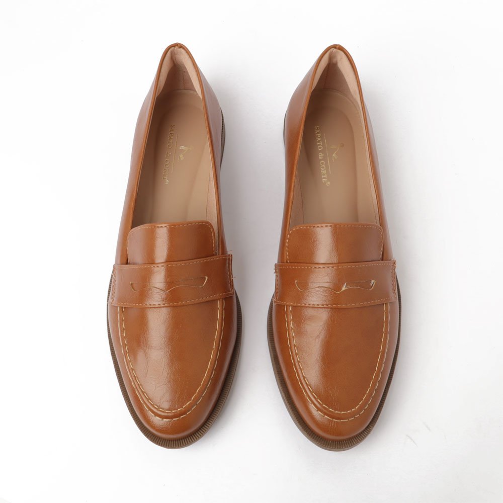 Mocassim Feminino Sapato da Corte Vira Olho De Gato Caramelo 5