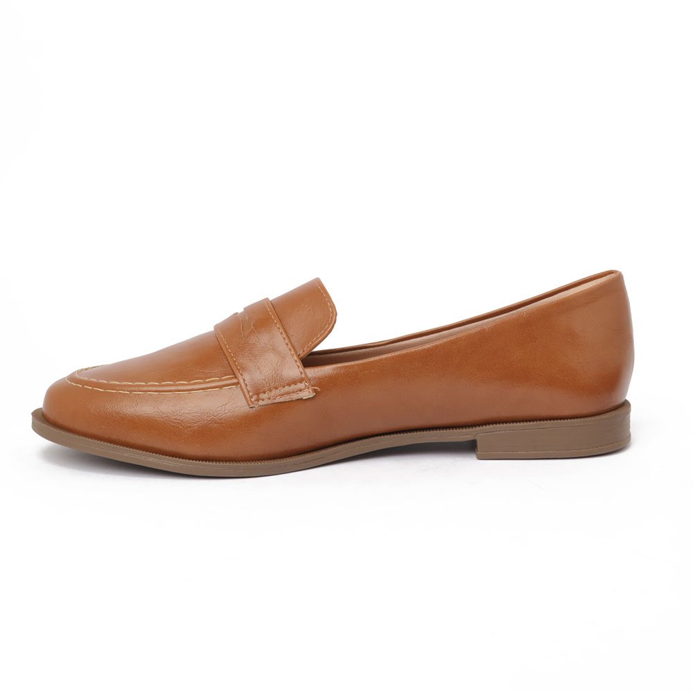 Mocassim Feminino Sapato da Corte Vira Olho De Gato Caramelo 6