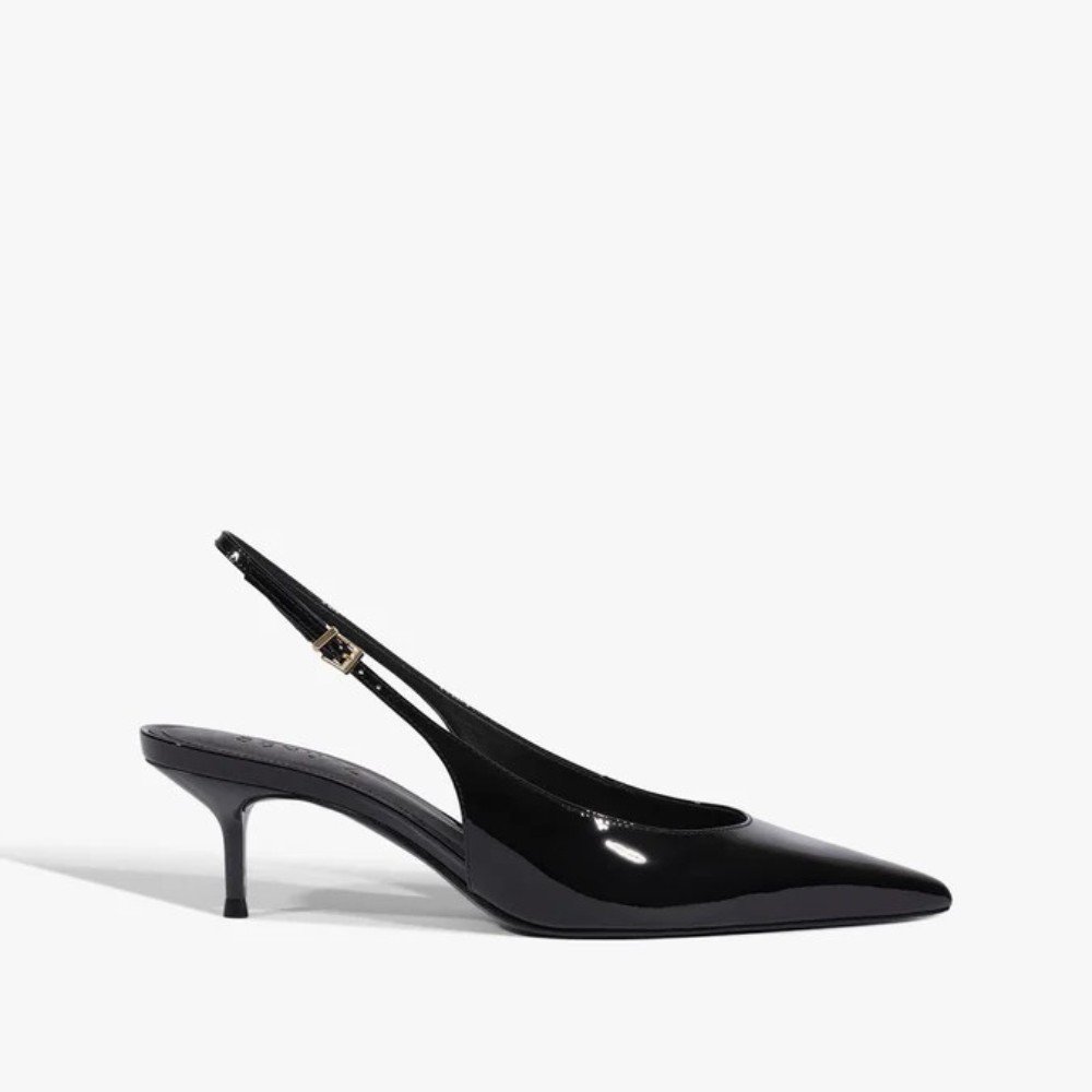 Scarpin Slingback Schutz Couro Salto Médio Verniz