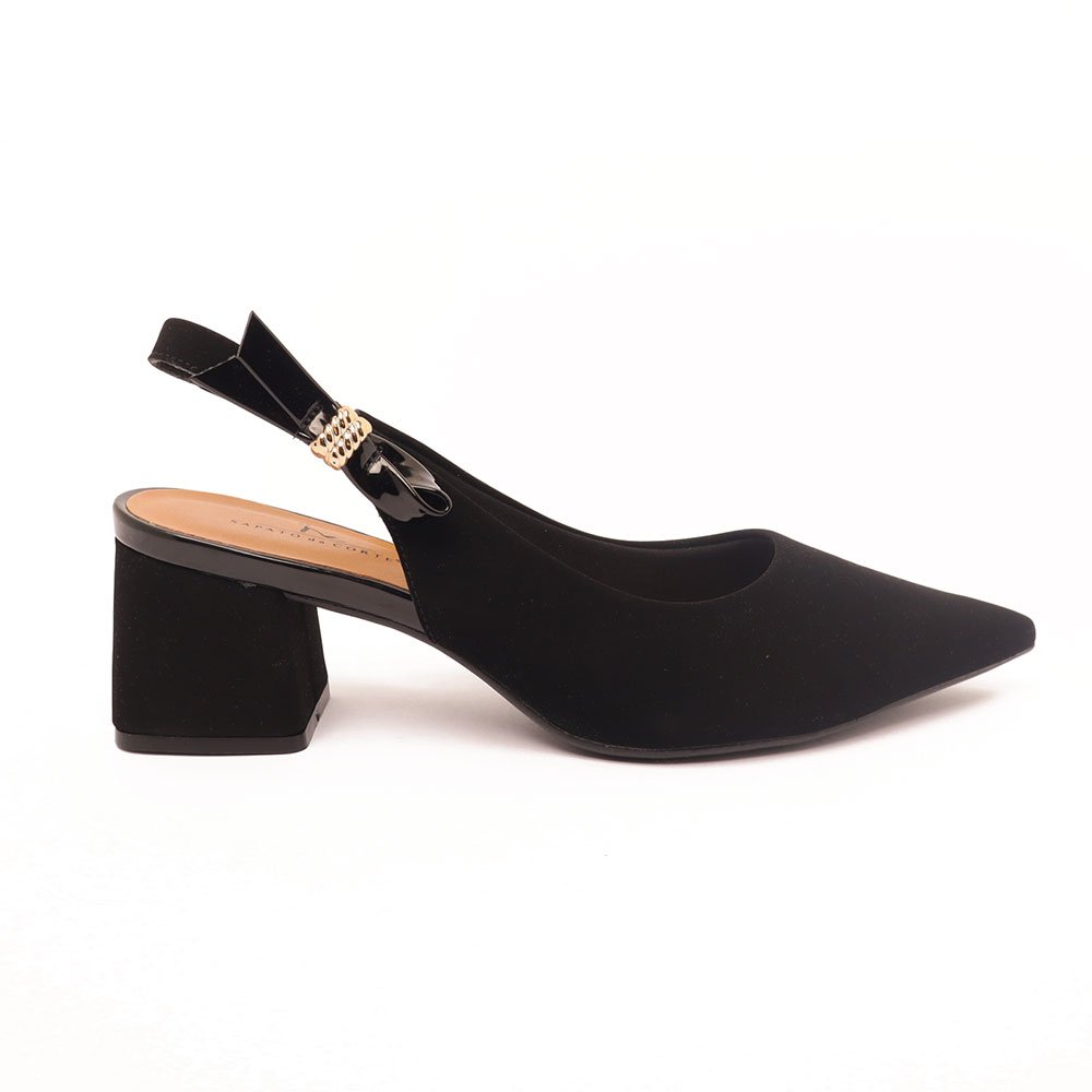 Slingback Sapato da Corte Salto Bloco Médio Bico Fino