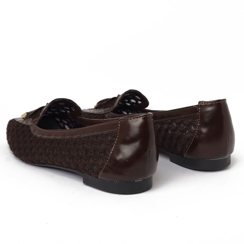 Mocassim Sapato Da Corte Tela Bico Quadrado Laço Café 4
