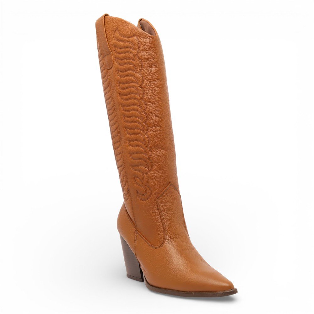 Bota Belluno Salto Bloco Alto Country Caramelo 2