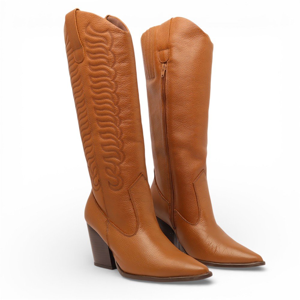 Bota Belluno Salto Bloco Alto Country Caramelo 3