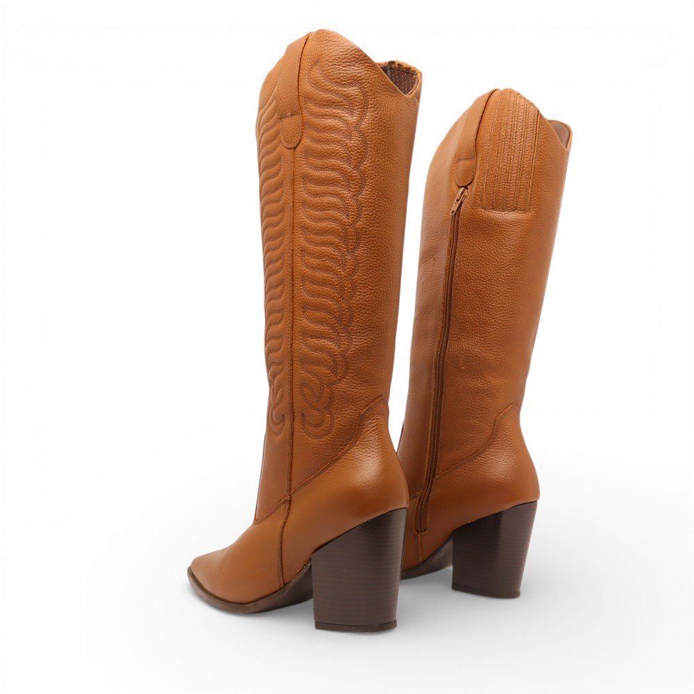 Bota Belluno Salto Bloco Alto Country Caramelo 4
