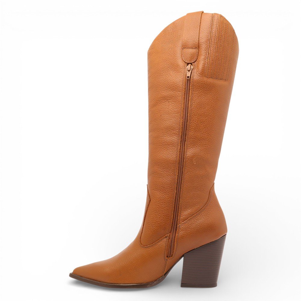 Bota Belluno Salto Bloco Alto Country Caramelo 6