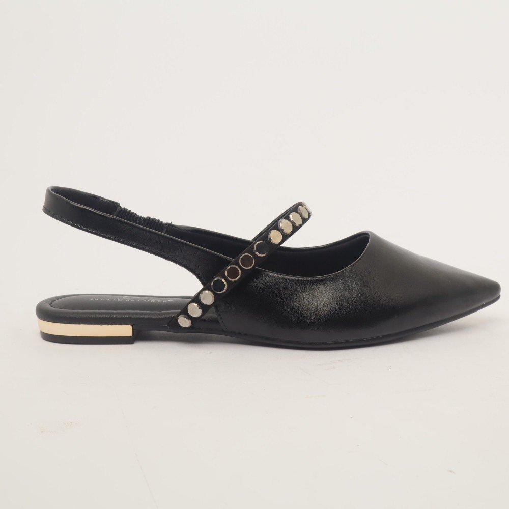 Sapatilha Feminina Sapato Da Corte Slingback Tira Strass