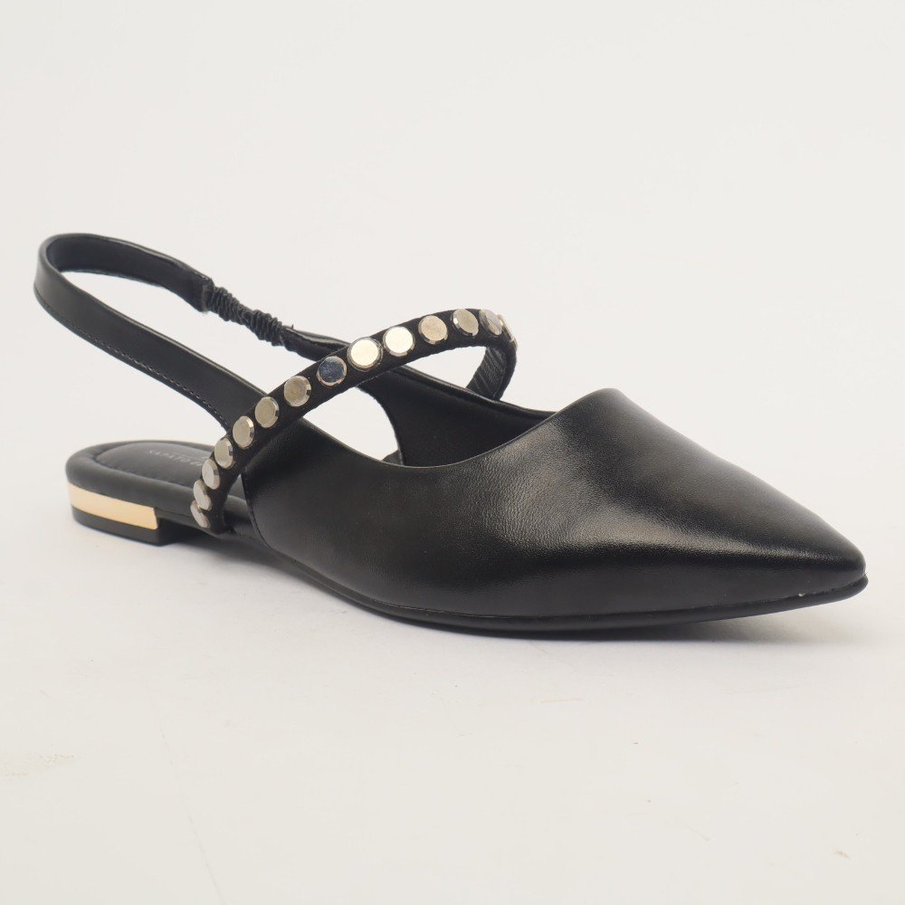 Sapatilha Feminina Sapato Da Corte Slingback Tira Strass Preto 2