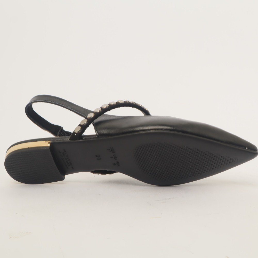 Sapatilha Feminina Sapato Da Corte Slingback Tira Strass Preto 8
