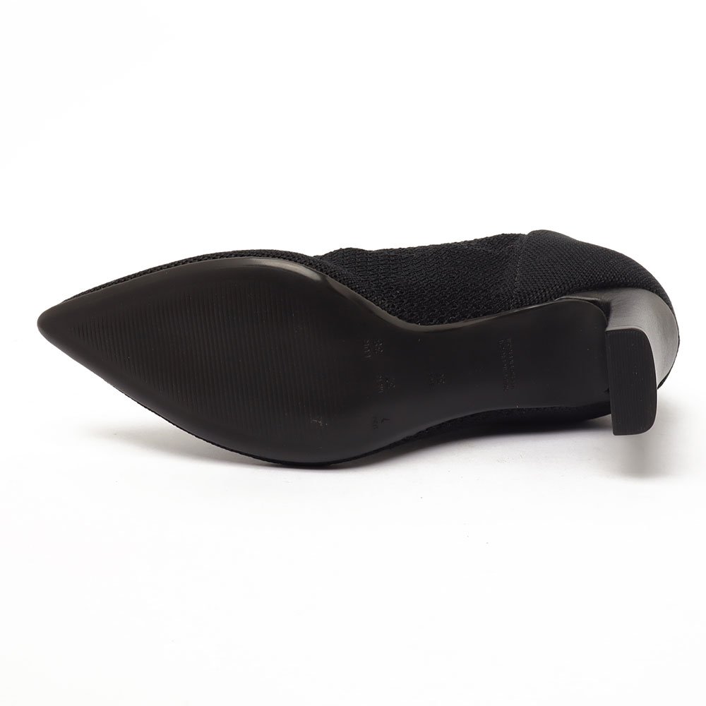 Bota Giulia Domna Salto Barra Médio Bico Fino Knit Preto 10