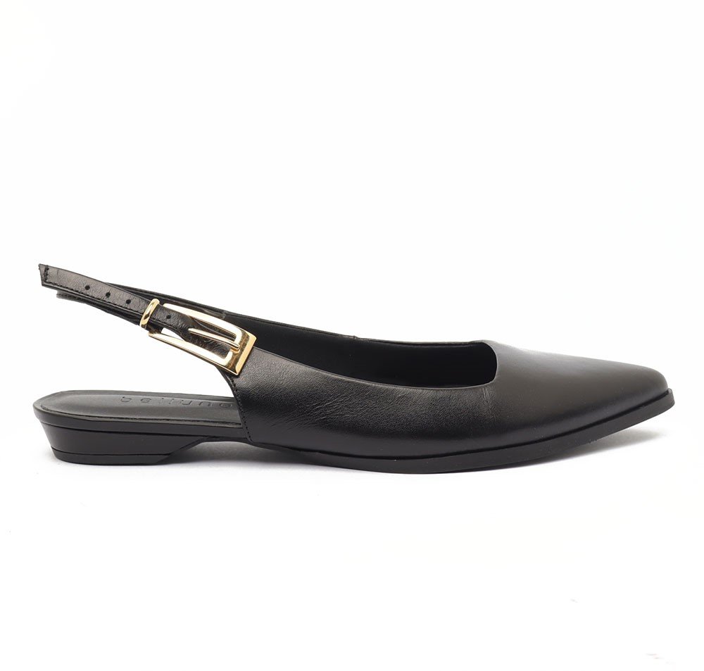 Sapatilha Slingback Belluno Salto Baixo Liso Couro