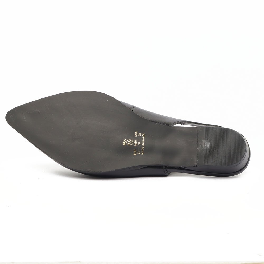 Sapatilha Slingback Belluno Salto Baixo Liso Couro Preto 10