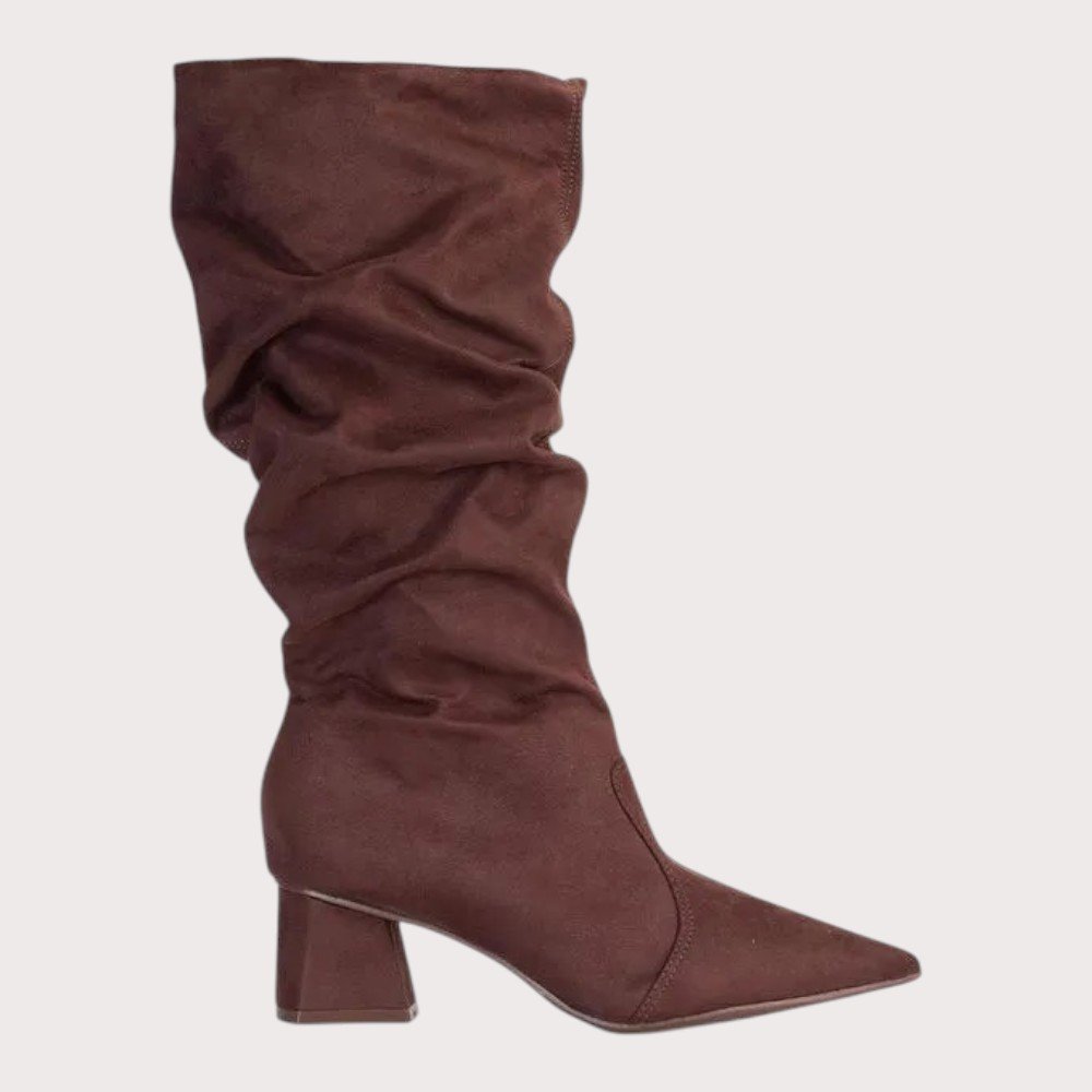 Bota Feminina Sapato Da Corte Salto Bloco Baixo Slouch