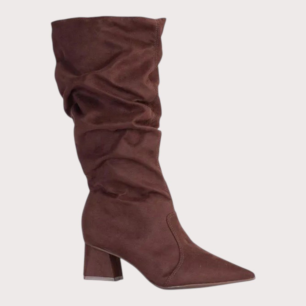 Bota Feminina Sapato Da Corte Salto Bloco Baixo Slouch Caramelo 3