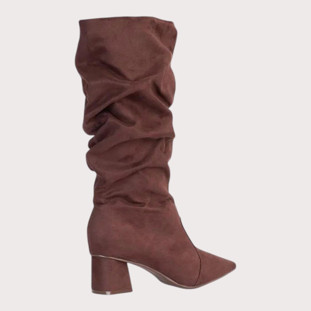 Bota Feminina Sapato Da Corte Salto Bloco Baixo Slouch Caramelo 4