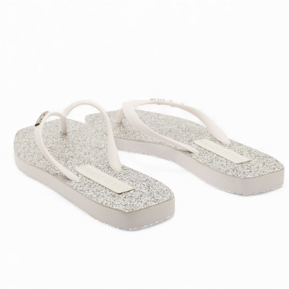 Chinelo Giulia Domna Havaí Bico Quadrado Glitter Branco 4