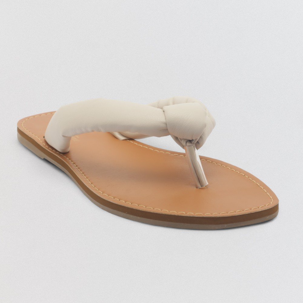Chinelo Feminino Sapato da Corte Havaí Couro Tira Fofa Bege 3
