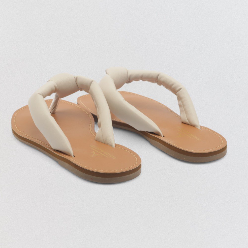 Chinelo Feminino Sapato da Corte Havaí Couro Tira Fofa Bege 5