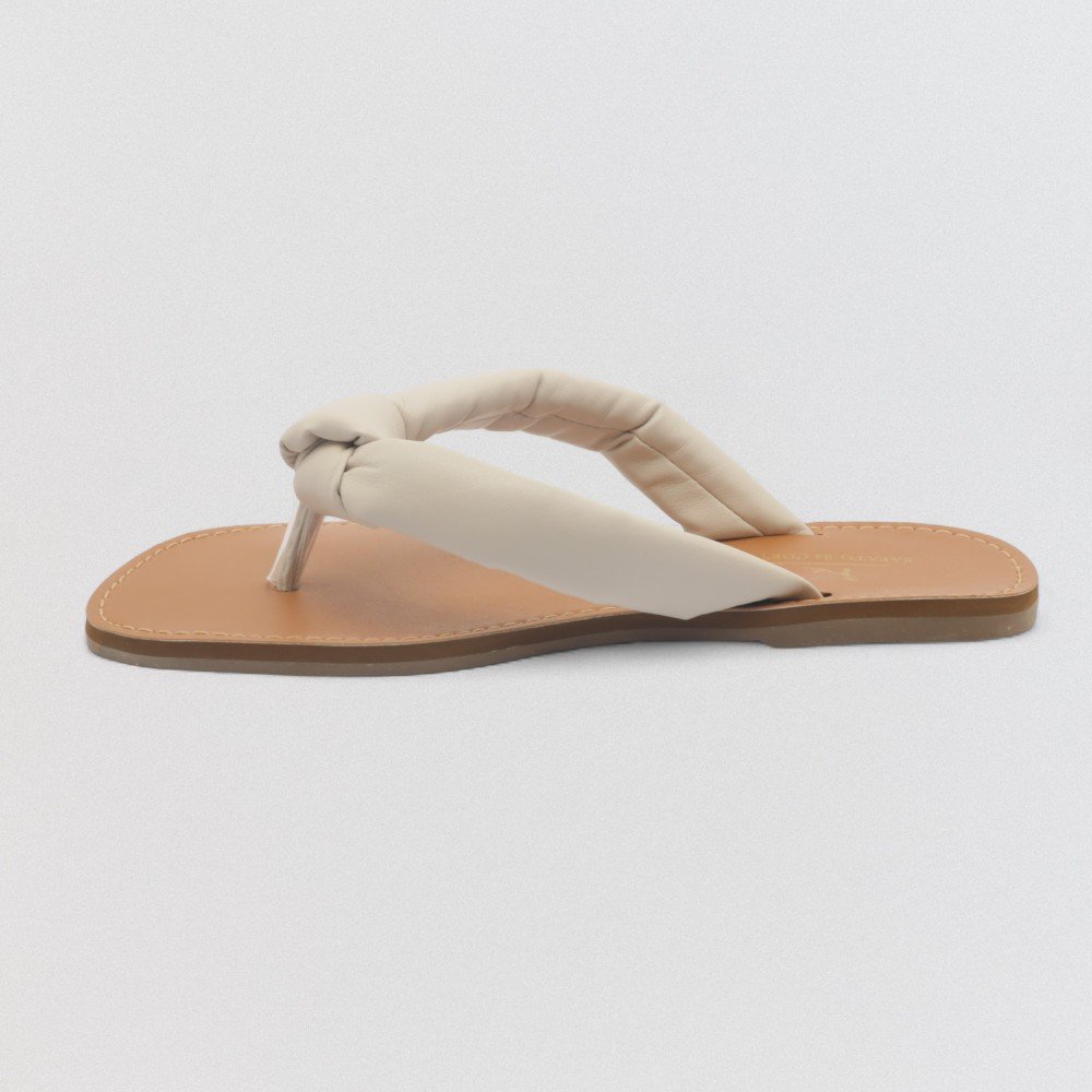 Chinelo Feminino Sapato da Corte Havaí Couro Tira Fofa Bege 6