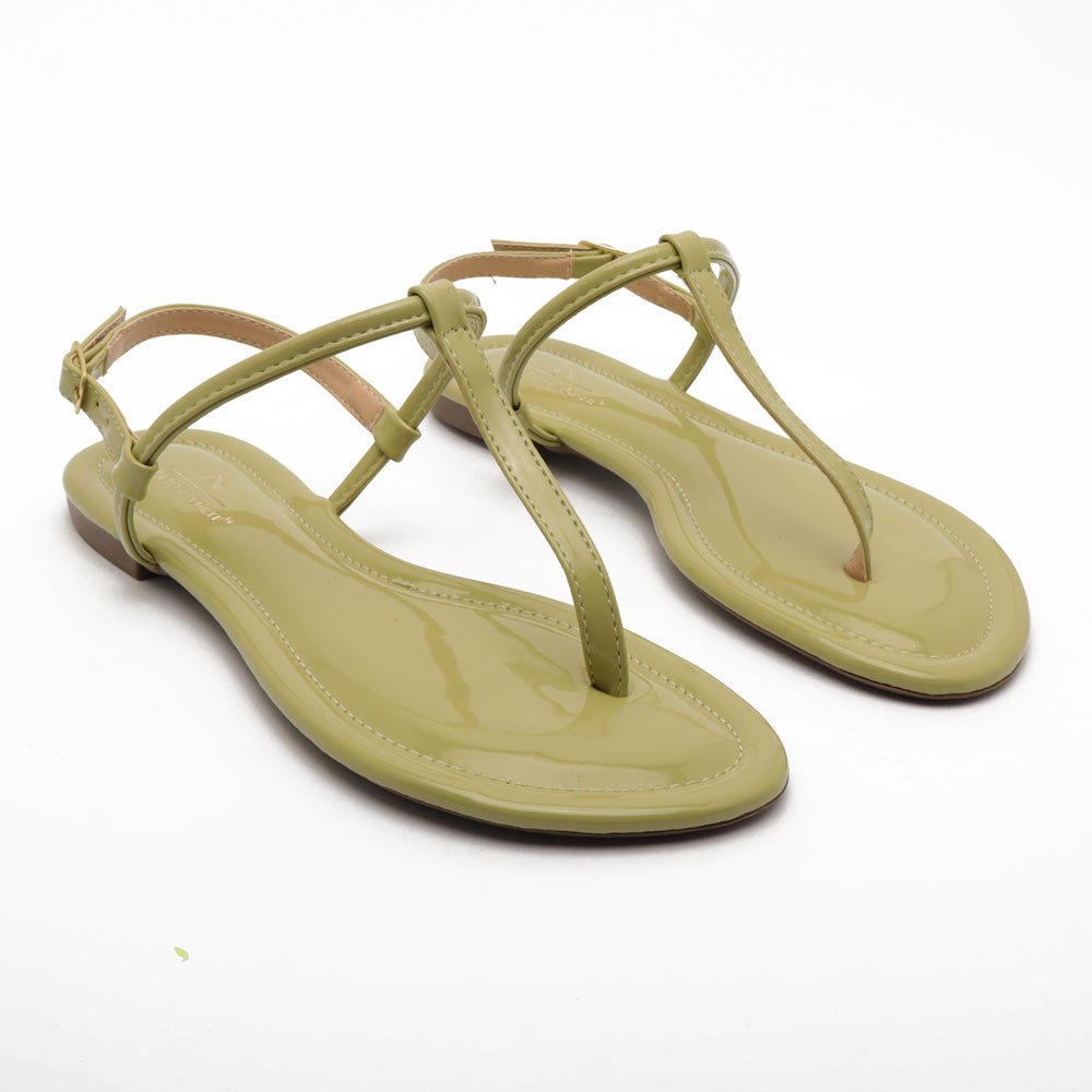 Sandália Flat Sapato da Corte Fio Dental Verde Claro 4