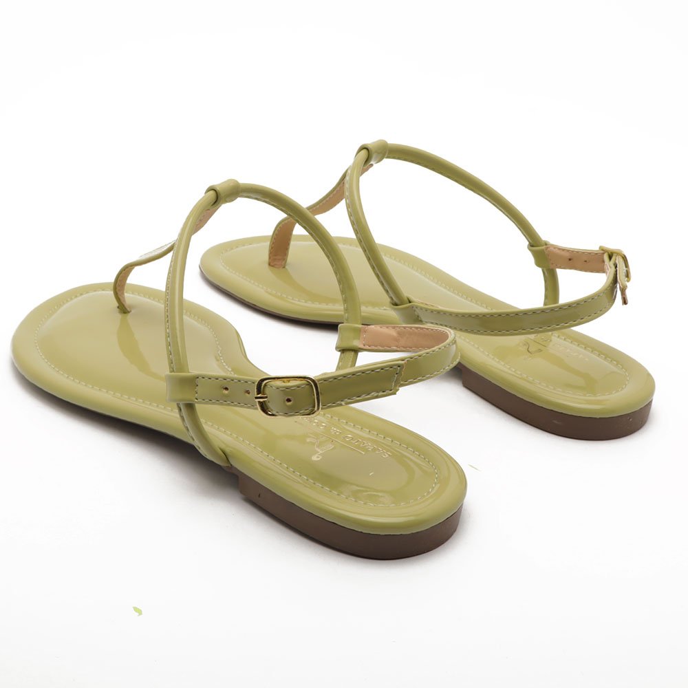 Sandália Flat Sapato da Corte Fio Dental Verde Claro 5