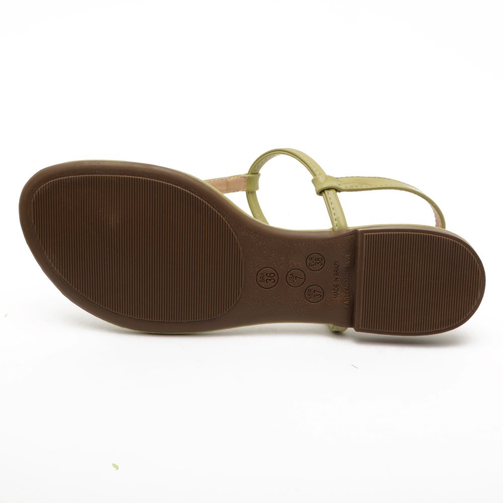 Sandália Flat Sapato da Corte Fio Dental Verde Claro 7