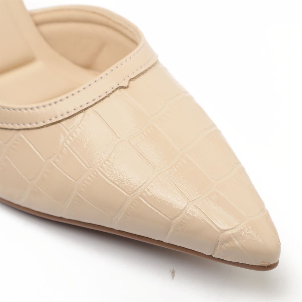 Slingback Sapato da Corte Salto Alto Cromado Off White 7
