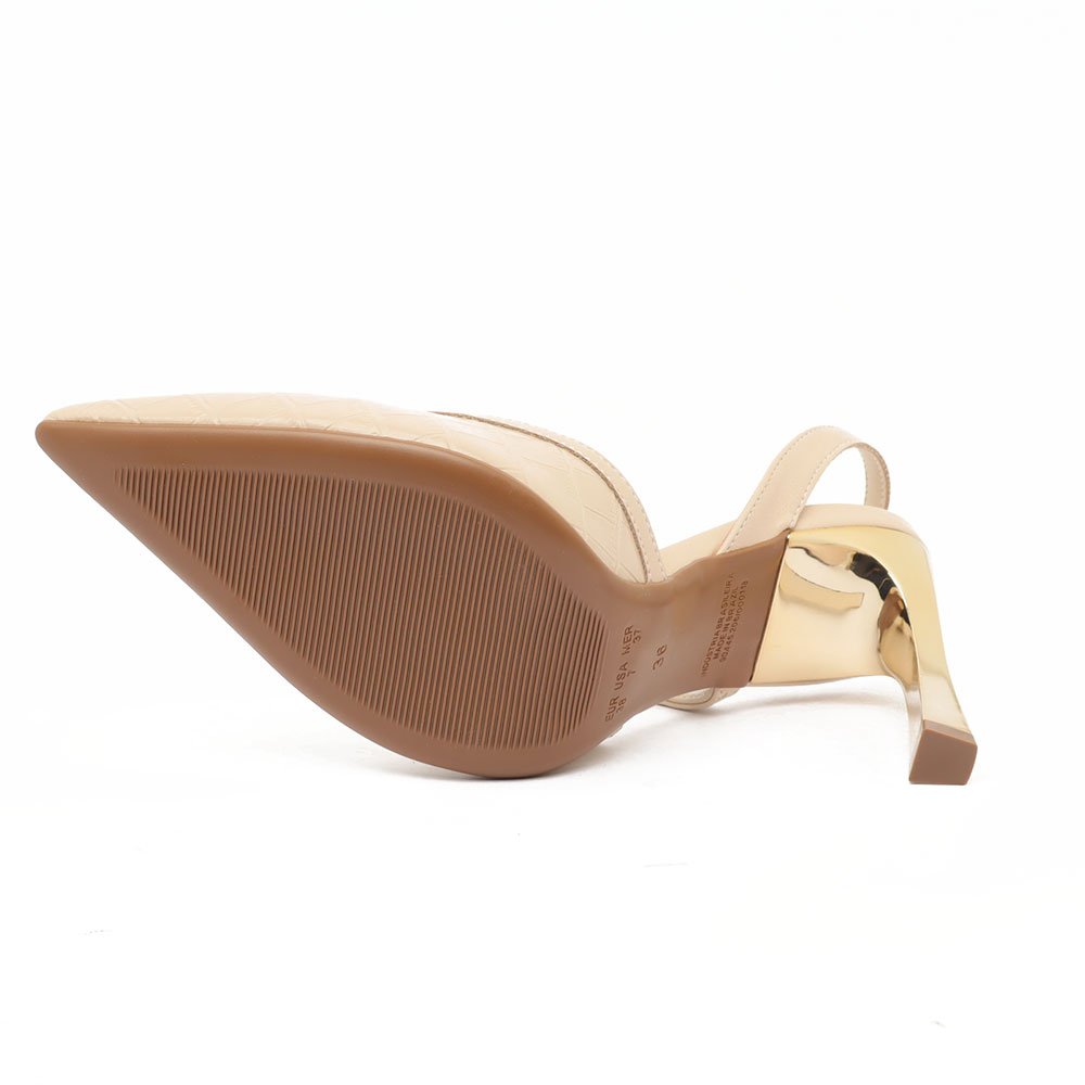 Slingback Sapato da Corte Salto Alto Cromado Off White 10