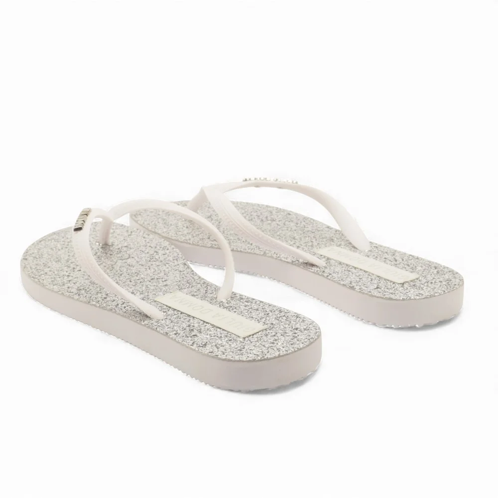 Chinelo Giulia Domna Havaí Bico Oval Glitter Branco 4