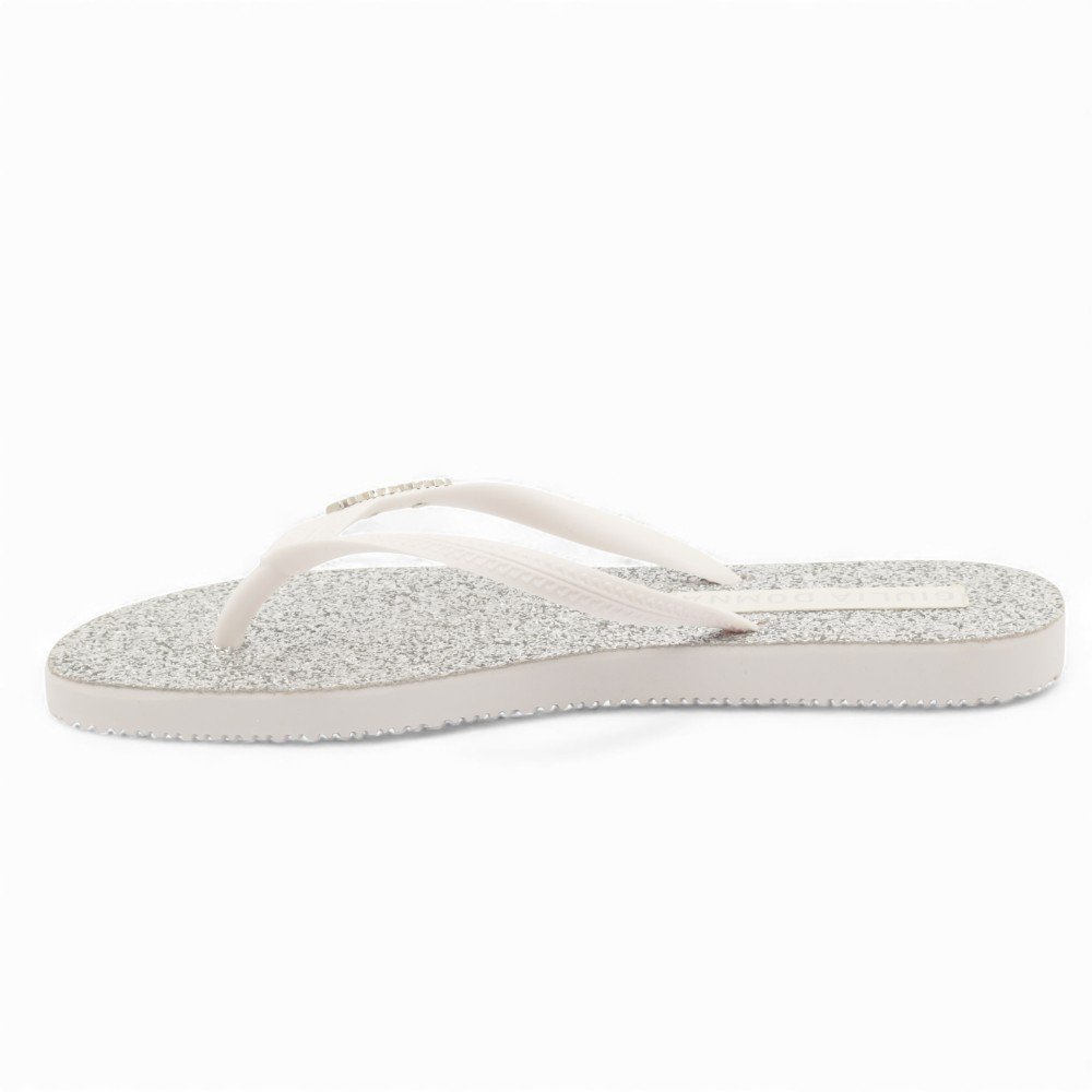 Chinelo Giulia Domna Havaí Bico Oval Glitter Branco 6