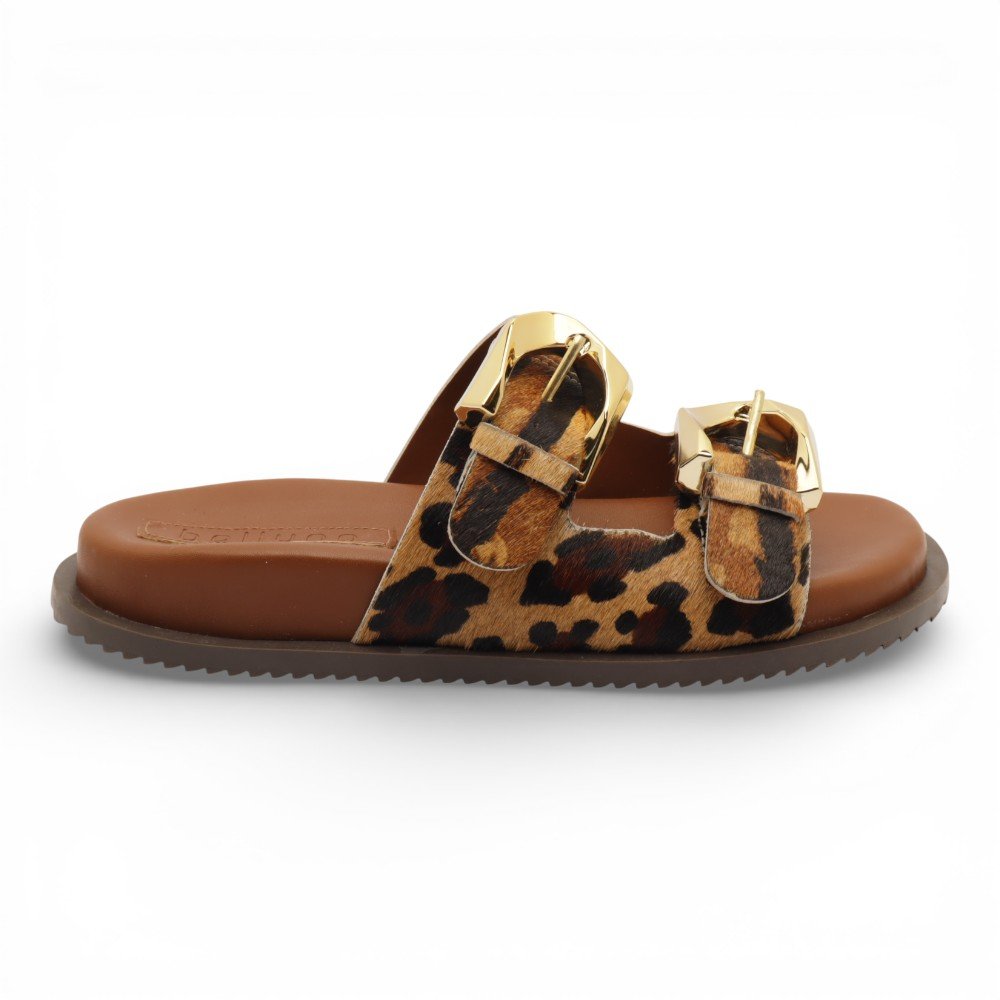 Papete Feminina Belluno Animal Print Duas Fivelas