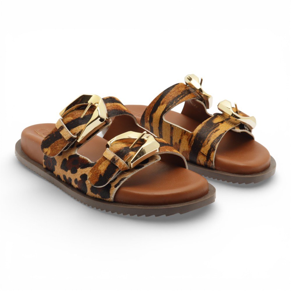 Papete Feminina Belluno Animal Print Duas Fivelas Tigre 3