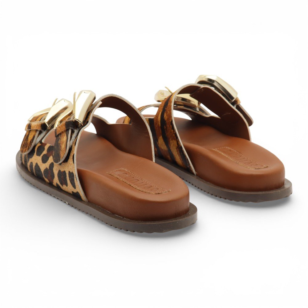 Papete Feminina Belluno Animal Print Duas Fivelas Tigre 4