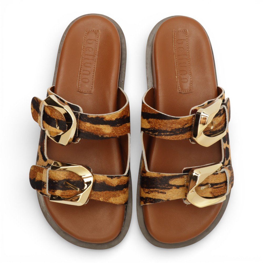 Papete Feminina Belluno Animal Print Duas Fivelas Tigre 5