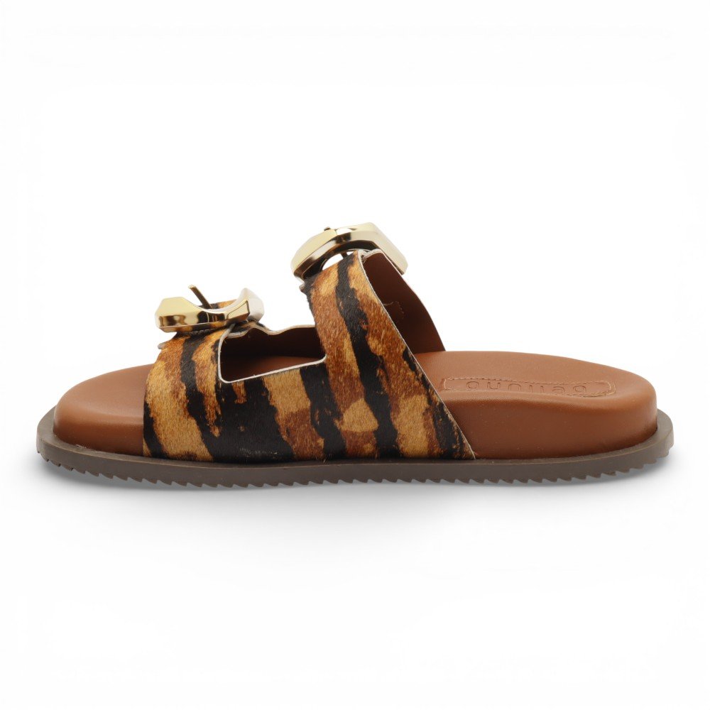 Papete Feminina Belluno Animal Print Duas Fivelas Tigre 6