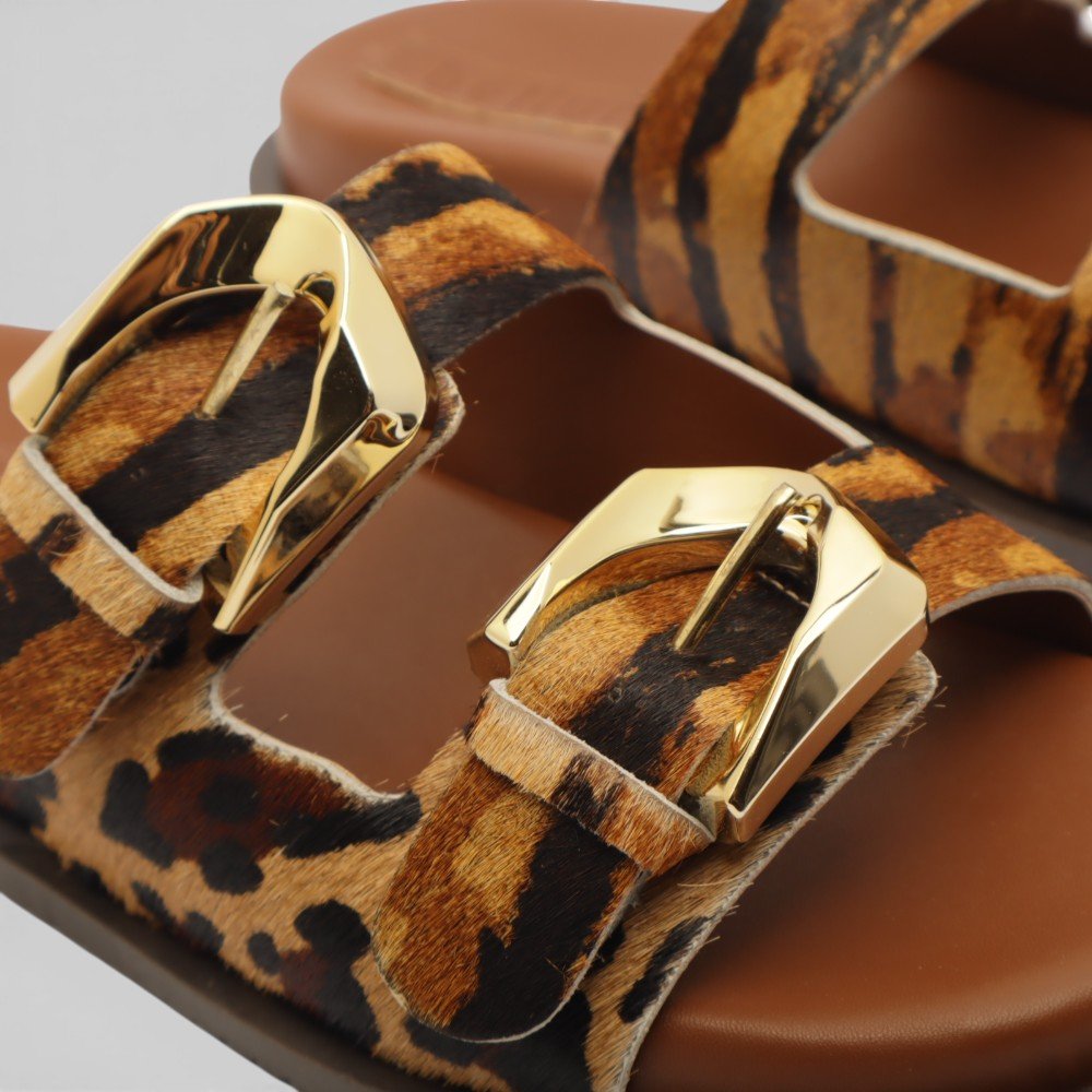 Papete Feminina Belluno Animal Print Duas Fivelas Tigre 7