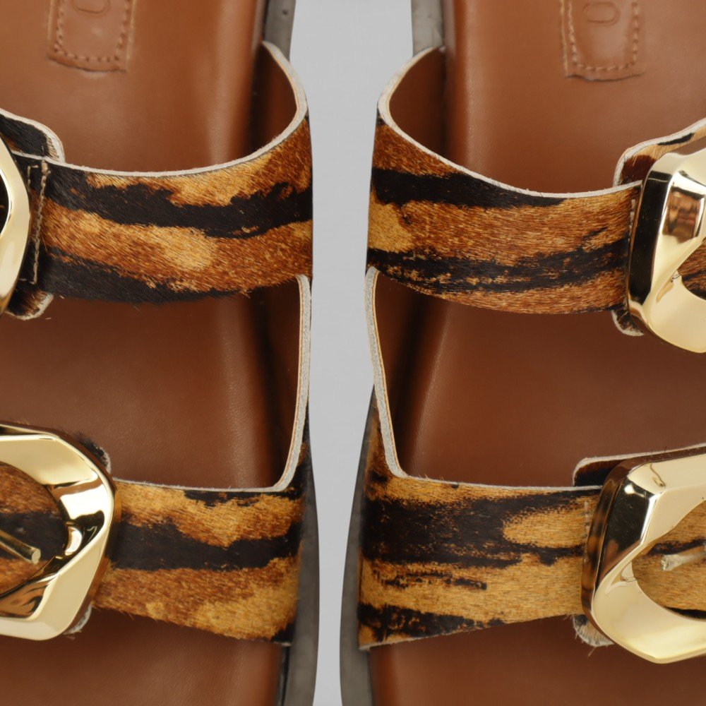 Papete Feminina Belluno Animal Print Duas Fivelas Tigre 8