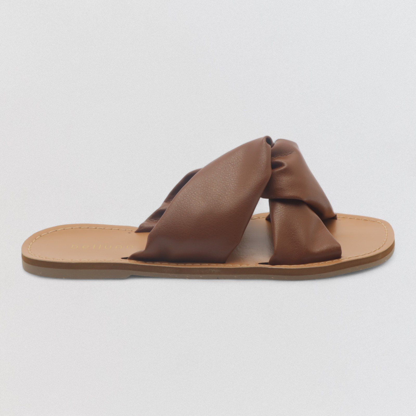 Chinelo Feminino Belluno Couro Tiras Cruzadas Fofas X Marrom 2
