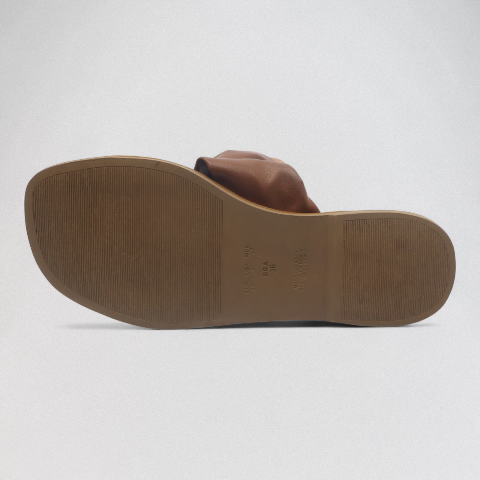 Chinelo Feminino Belluno Couro Tiras Cruzadas Fofas X Marrom 9