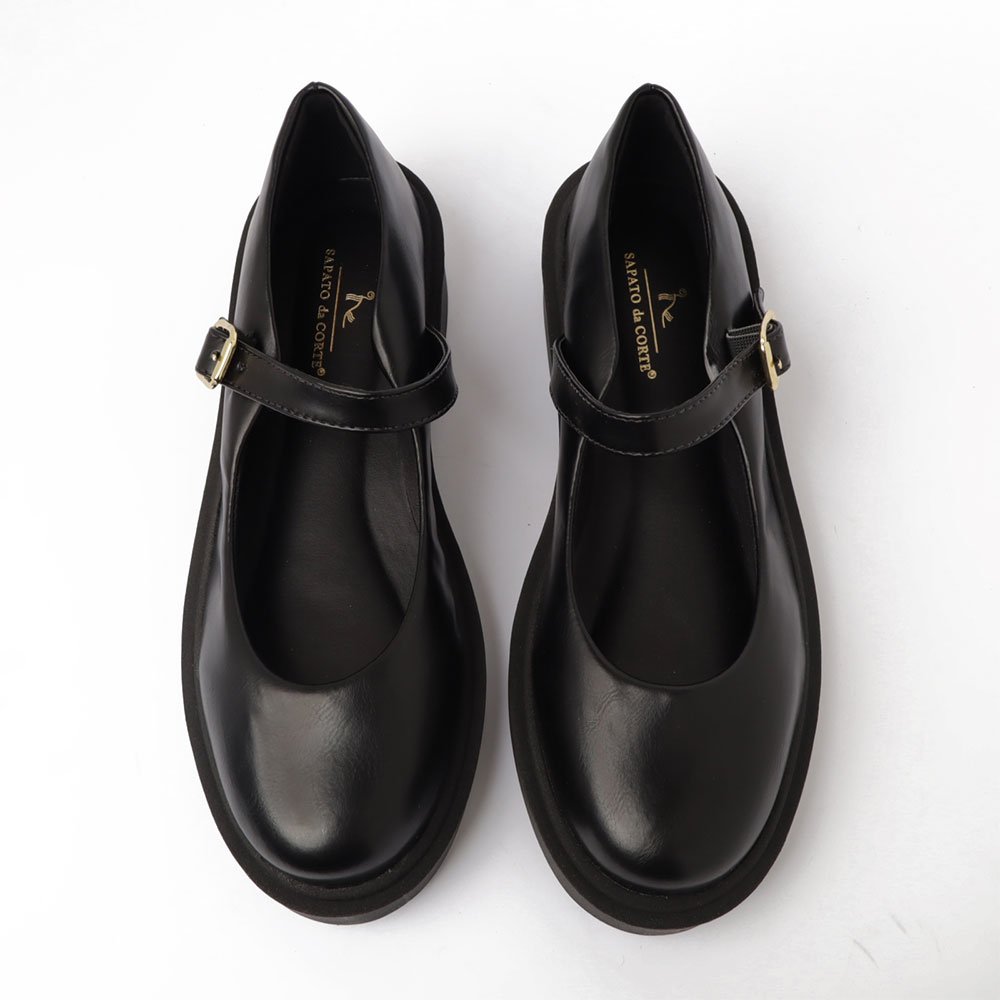 Mocassim Feminino Sapato Da Corte Boneca Sola Alta Preto 3