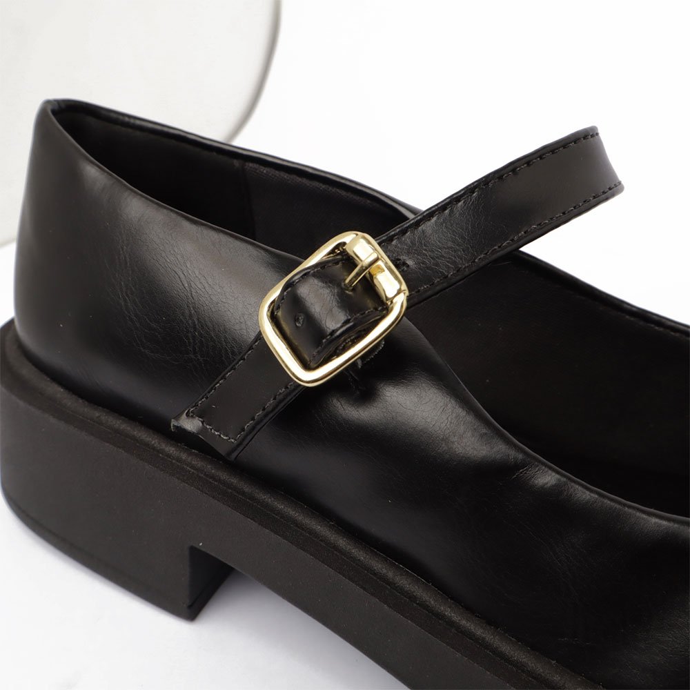 Mocassim Feminino Sapato Da Corte Boneca Sola Alta Preto 5