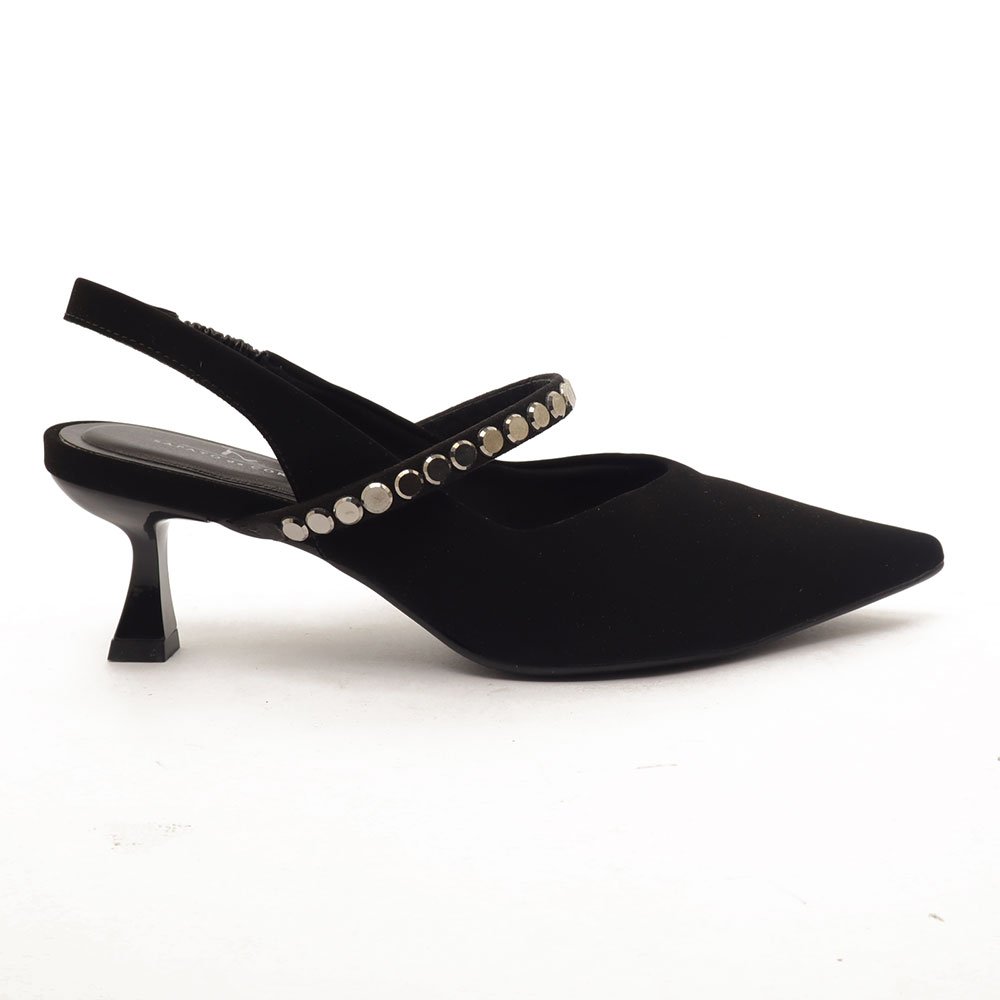 Slingback Sapato Da Corte Salto Fino Médio Tira Transversal Strass