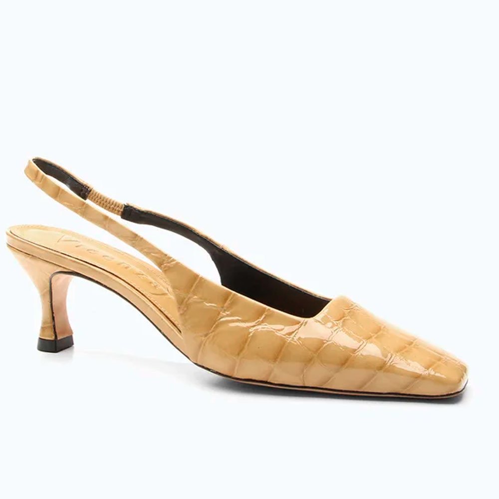 Scarpin Vicenza Slingback Salto Médio Bille Bege 2