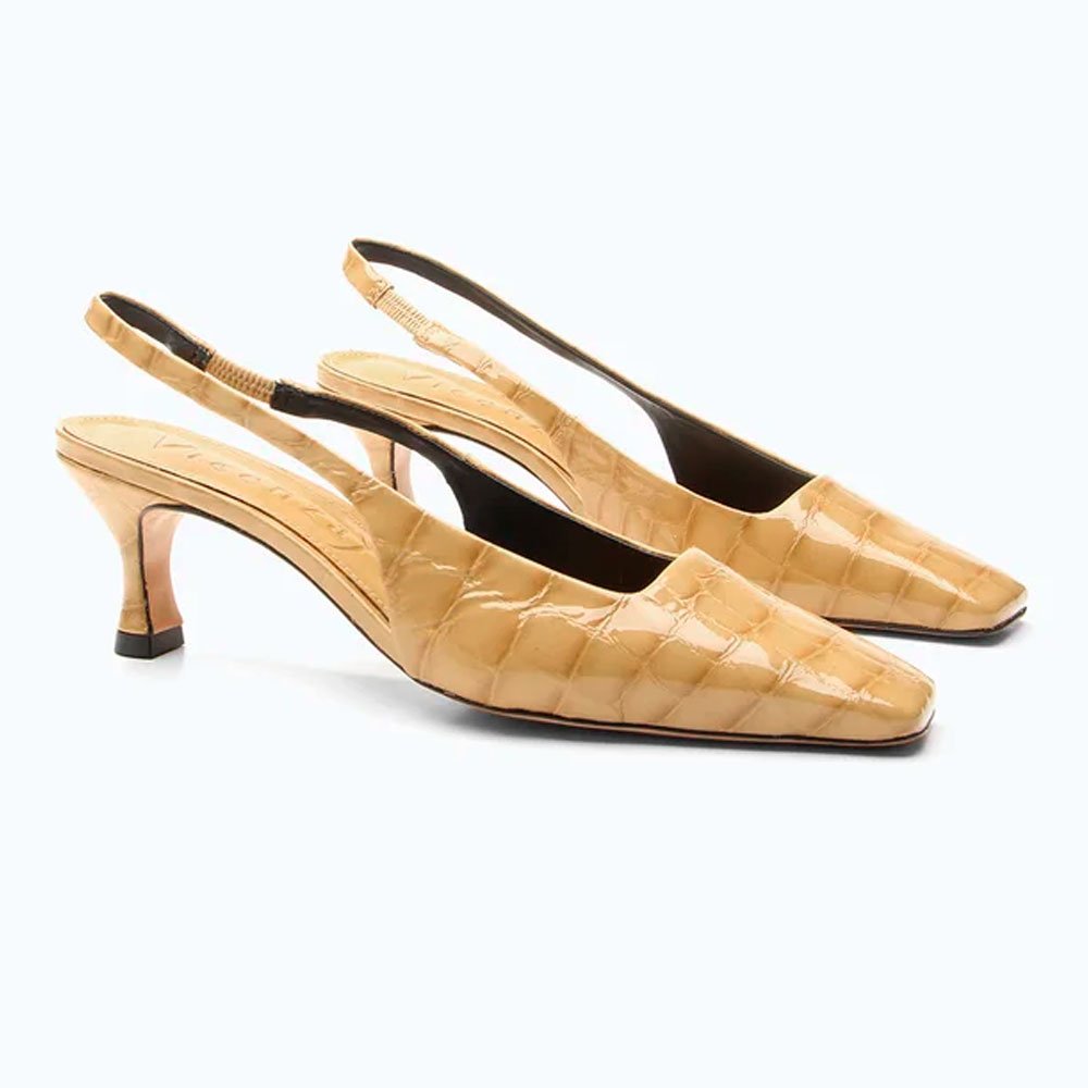 Scarpin Vicenza Slingback Salto Médio Bille Bege 5