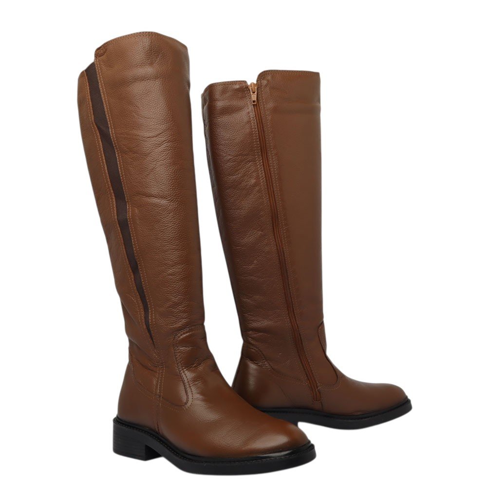Bota Montaria Belluno Salto Bloco Baixo Ajuste Elástico Caramelo 5