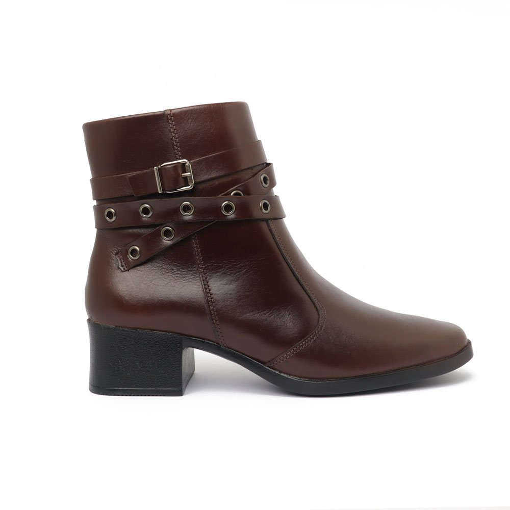 Bota Belluno Salto Bloco Cano Baixo Tiras Furos