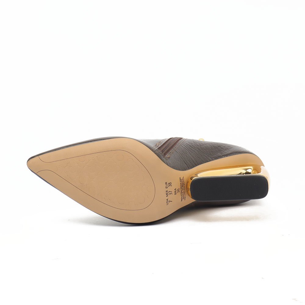 Bota Cecconello Cano Curto Salto Médio Geométrico Chocolate 10