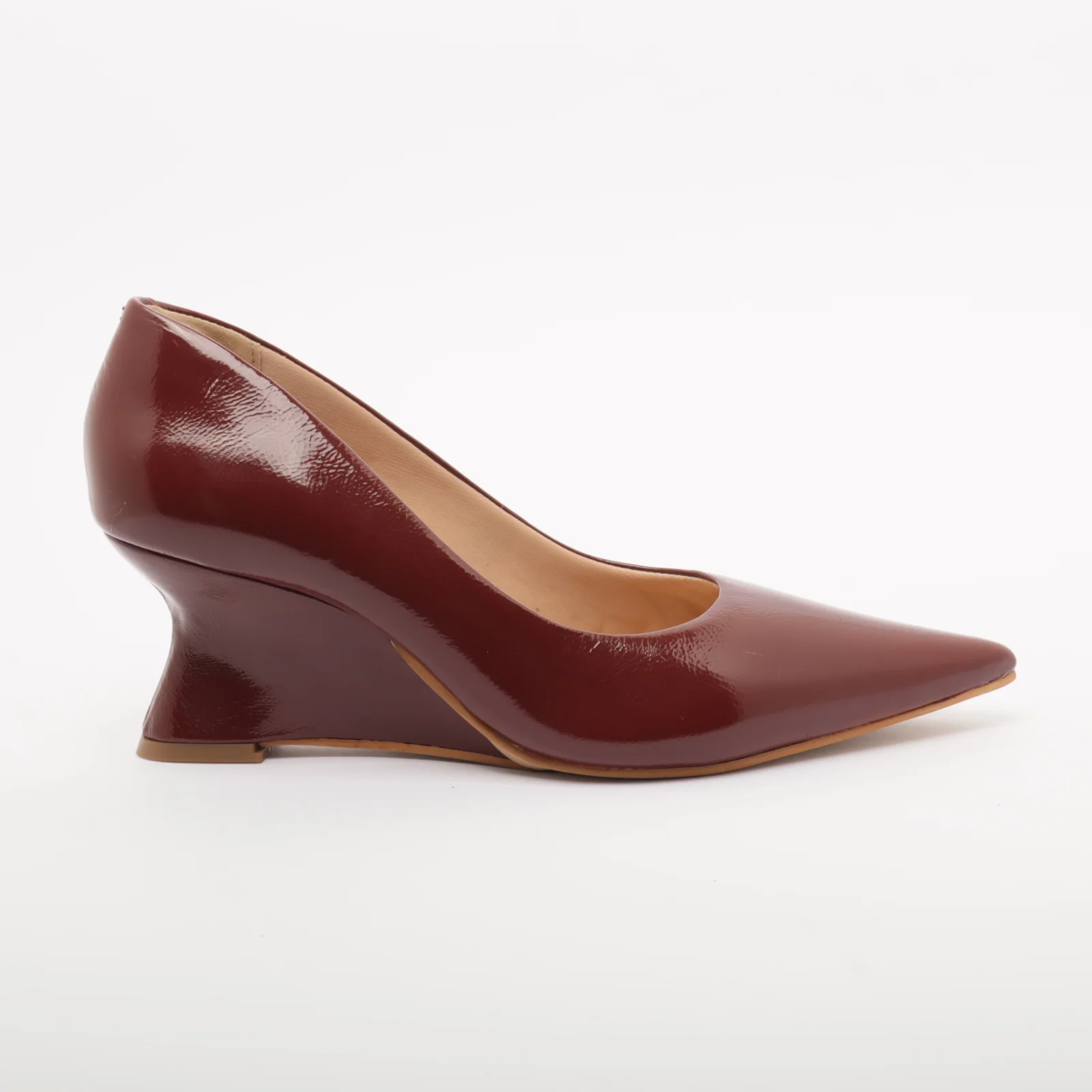Scarpin Ferrucci Salto Anabela Médio Bico Alongado