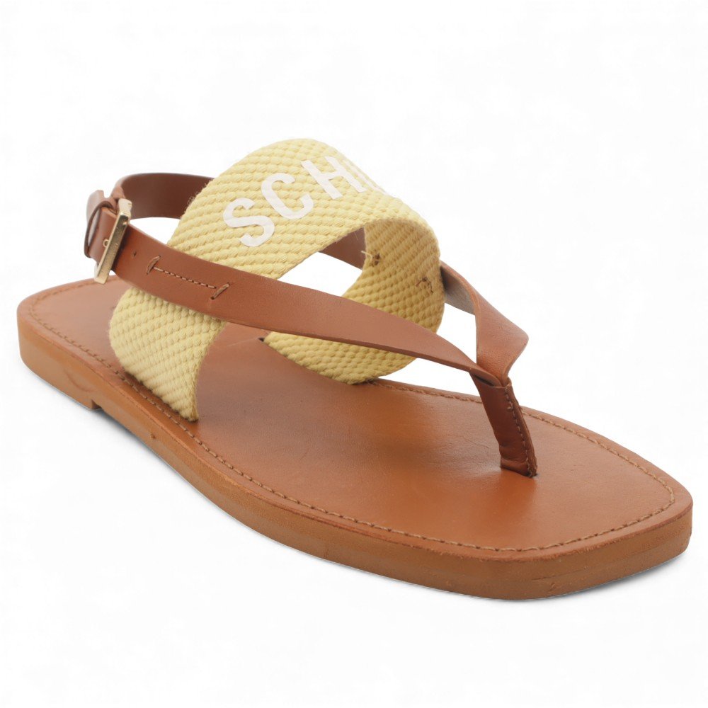 Sandália Flat Schutz Bico Quadrado Pesponto Caramelo 2